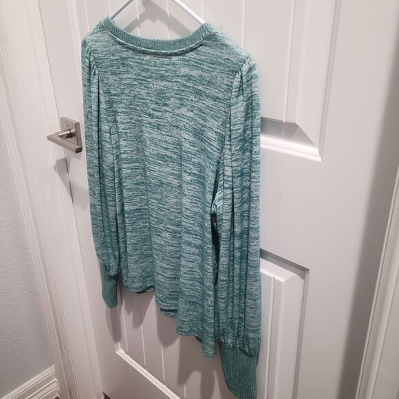 a.n.a Womens Petite Sweater PS Heather Green Heather Knit Top Balloon Sleeve - Picture 8 of 11
